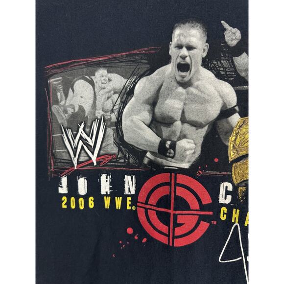 WWE 2007 John Cena Championship Graphic Black T-Shirt Hybrid Junior Size Large - Picture 3 of 11